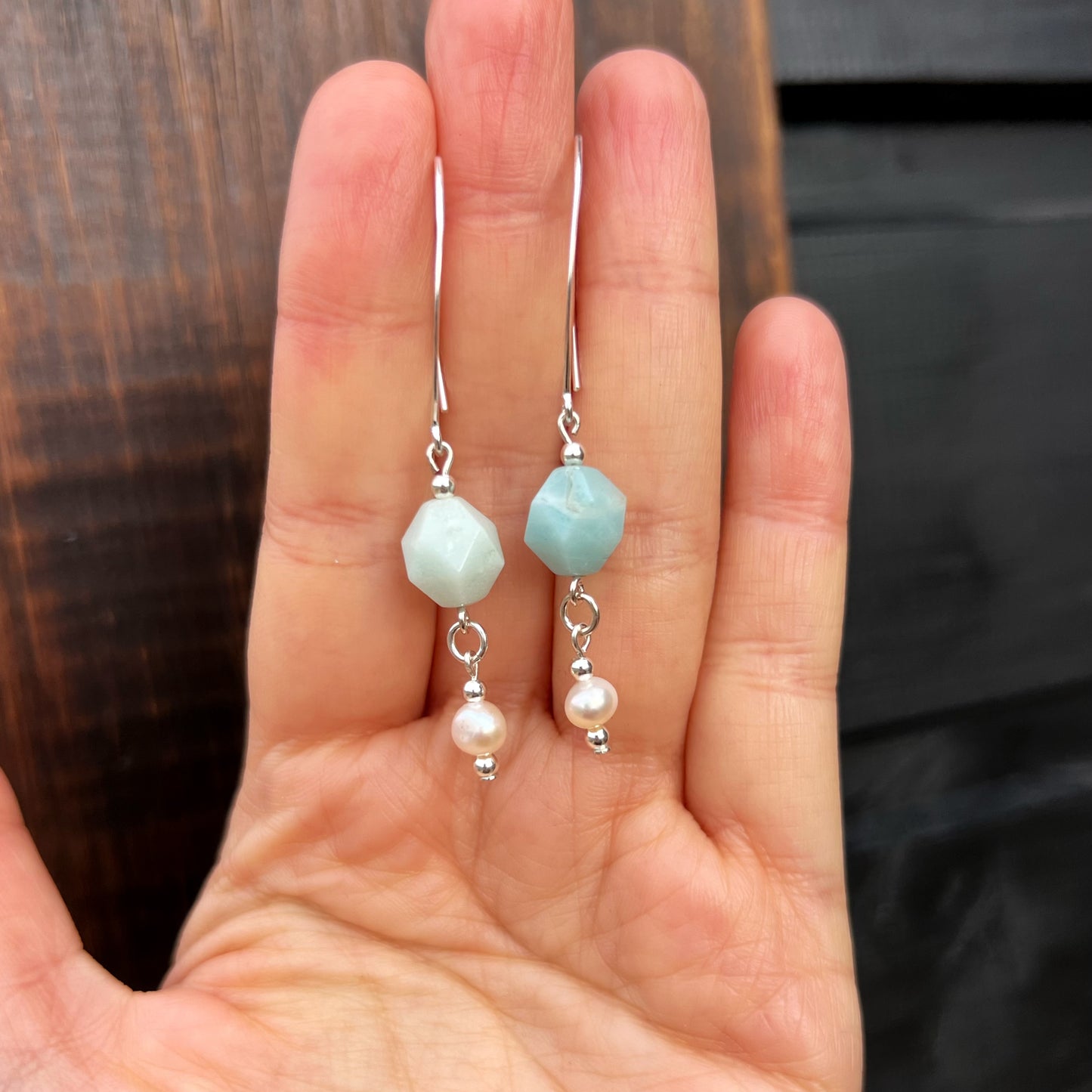 Aros Amazonita, perla de río y plata 925 | "Voz del alma”