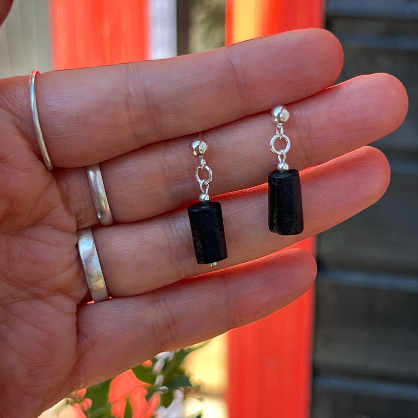 Aros Turmalina negra y plata 925 | "Protección y enraizamiento”