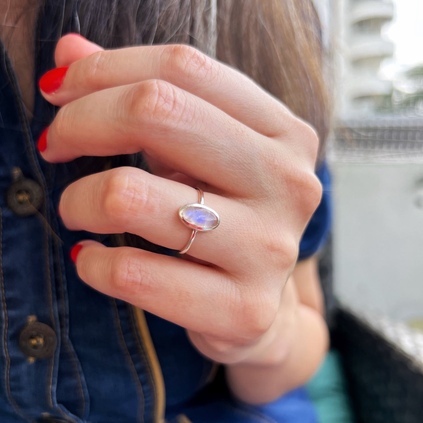 Anillo Piedra Luna OVALE | "Equilibrio emocional, Calma e Intuición" | Plata 925