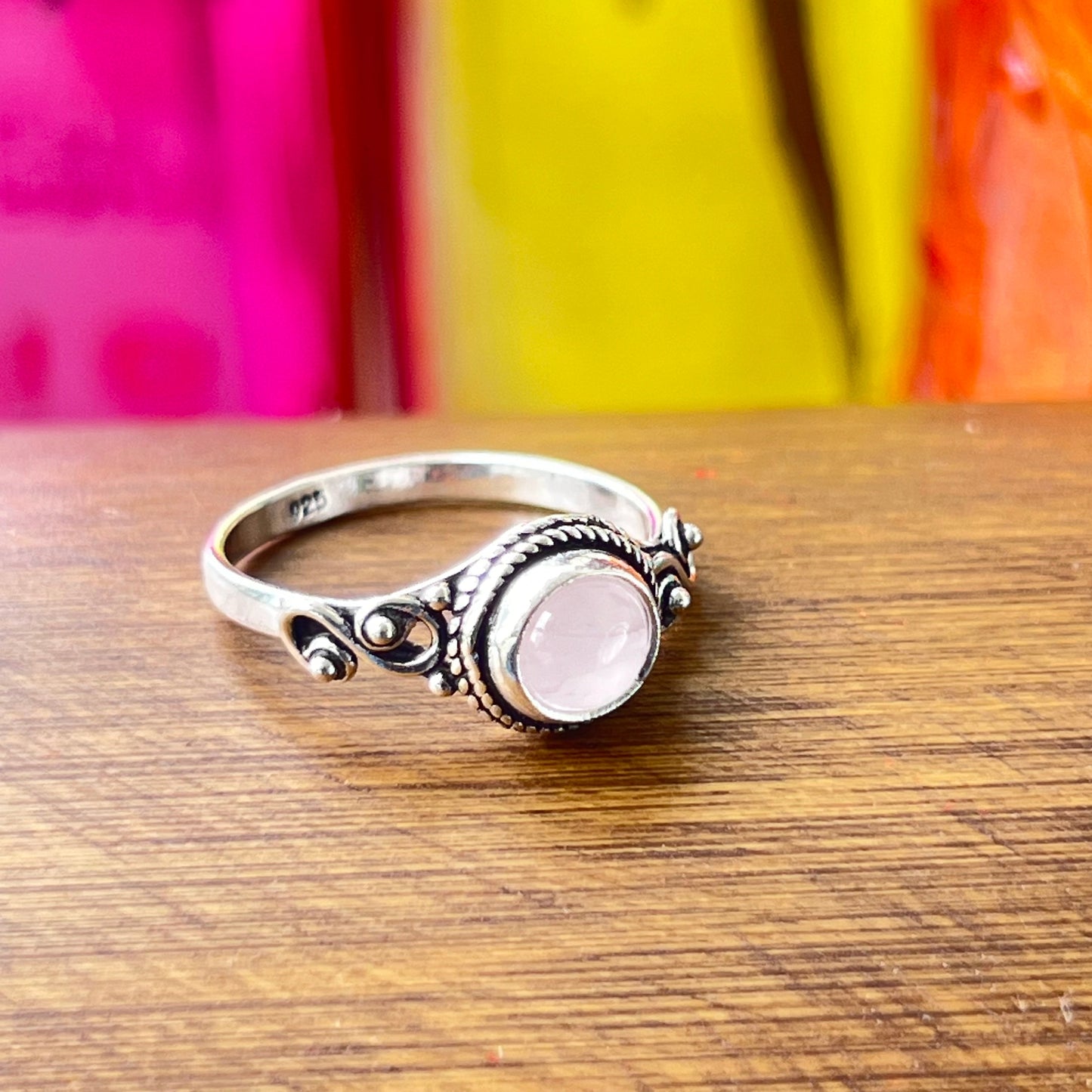 Anillo Cuarzo Rosa AGNI | "Amor propio y Sanación emocional" | Plata 925