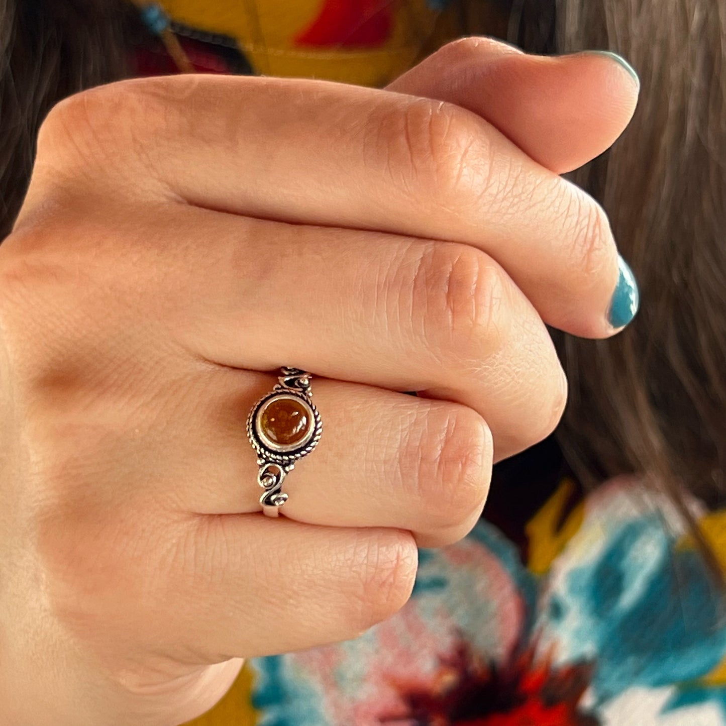 Anillo Ámbar AGNI | "Energía, protección y Abundancia" | Plata 925