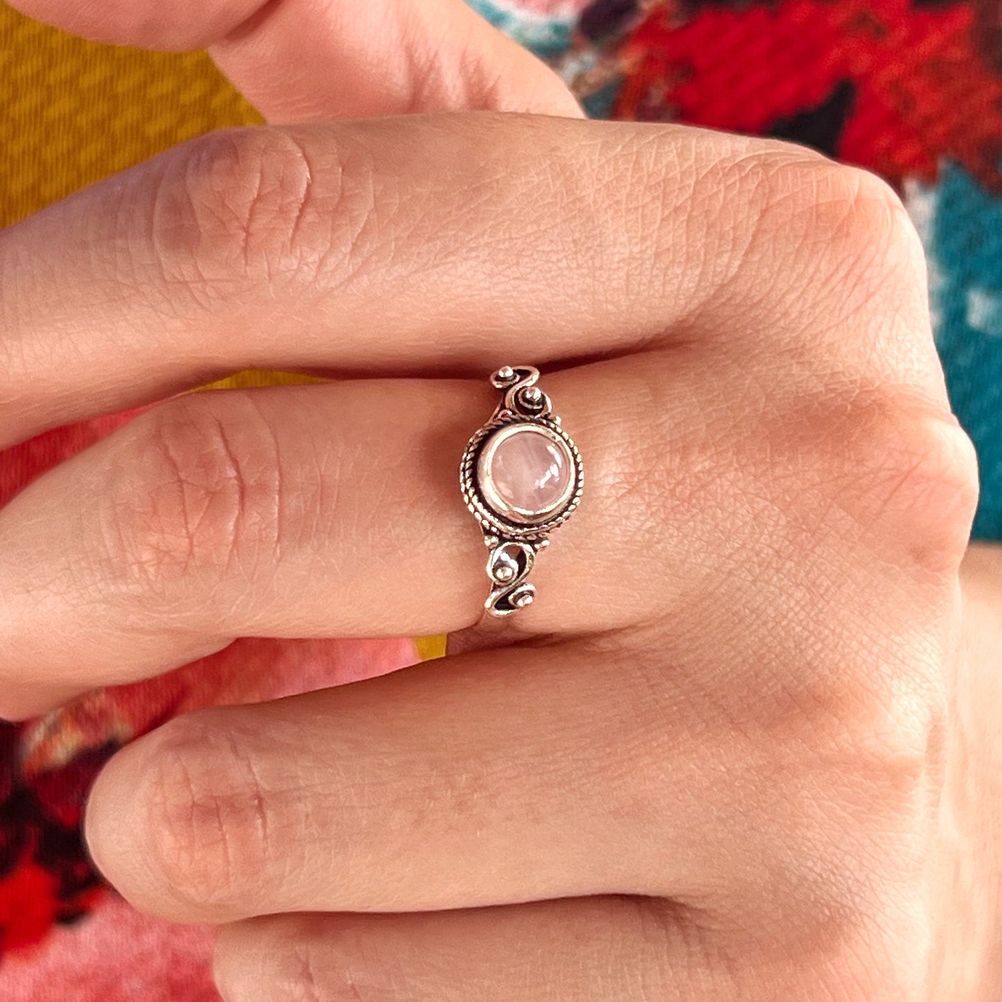 Anillo Cuarzo Rosa AGNI | "Amor propio y Sanación emocional" | Plata 925