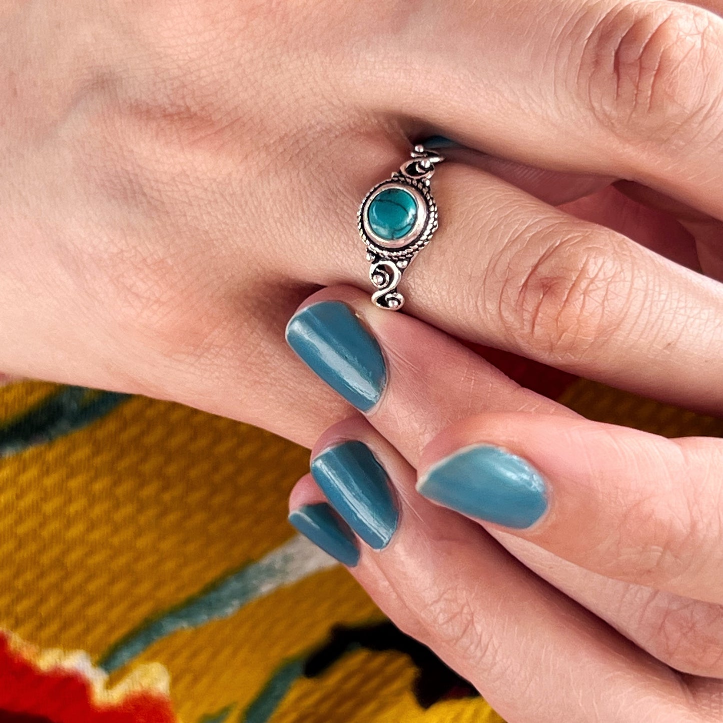 Anillo Turquesa AGNI | "Protección, Comunicación y Buena suerte" | Plata 925