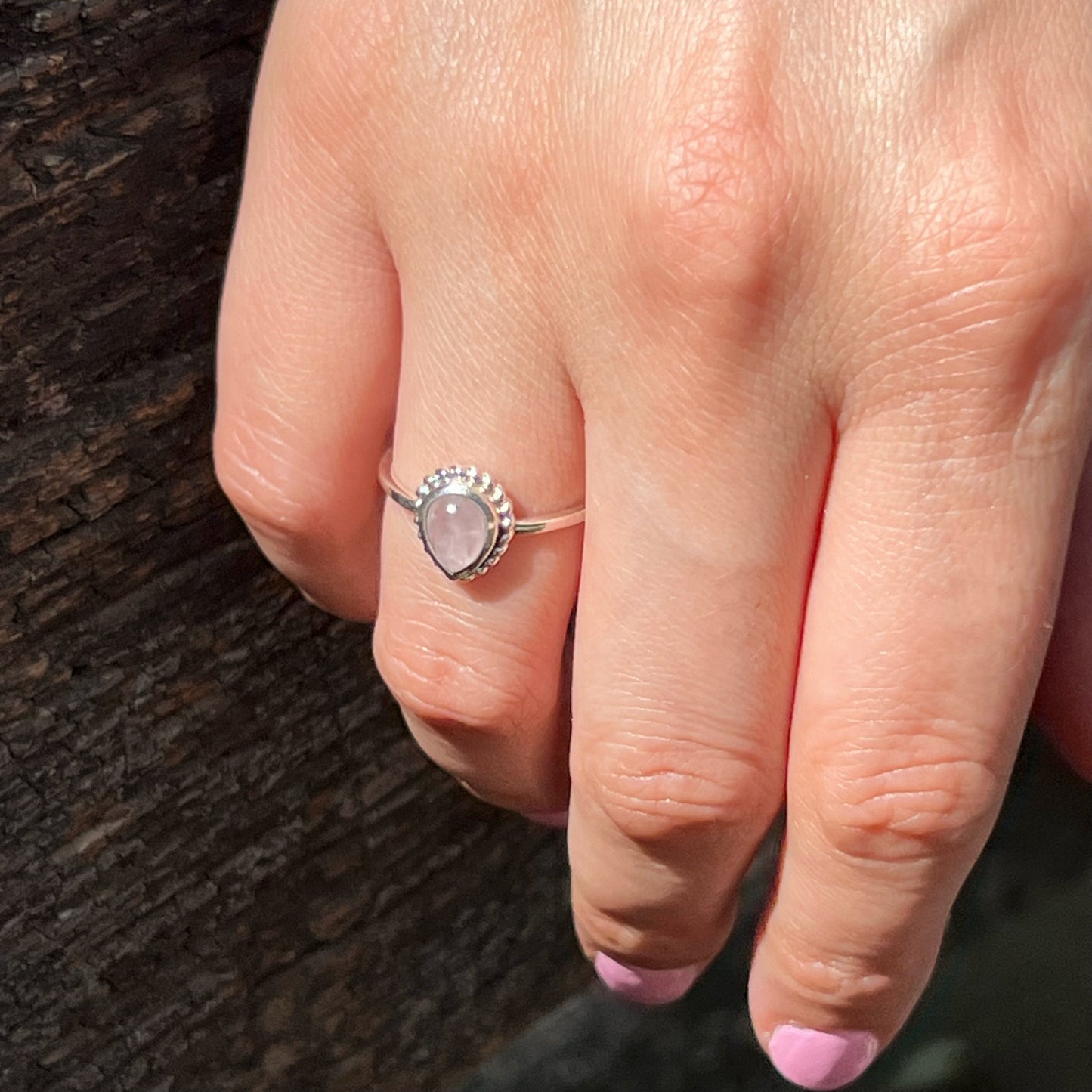 Anillo Cuarzo Rosa BINDU | "Amor propio y Sanación emocional" | Plata 925