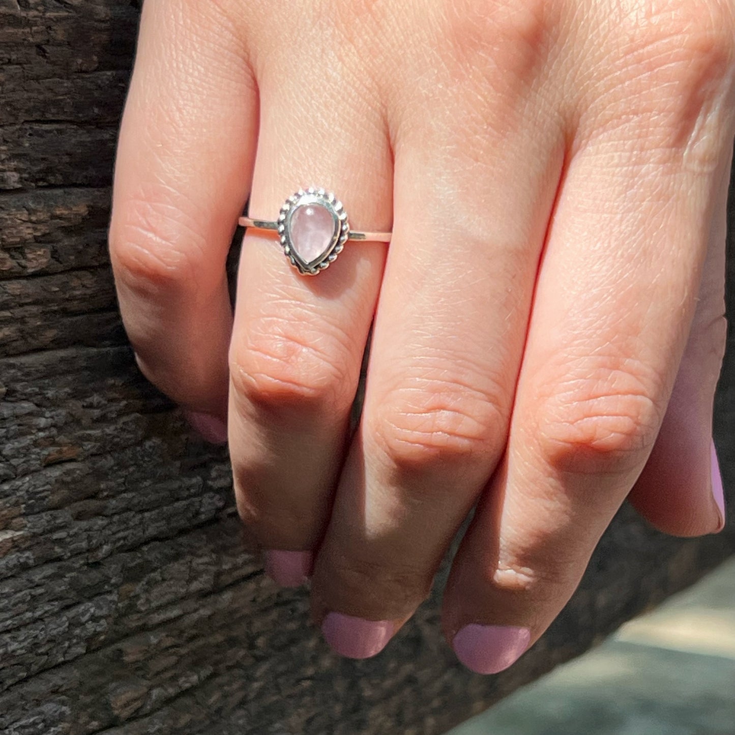 Anillo Cuarzo Rosa BINDU | "Amor propio y Sanación emocional" | Plata 925