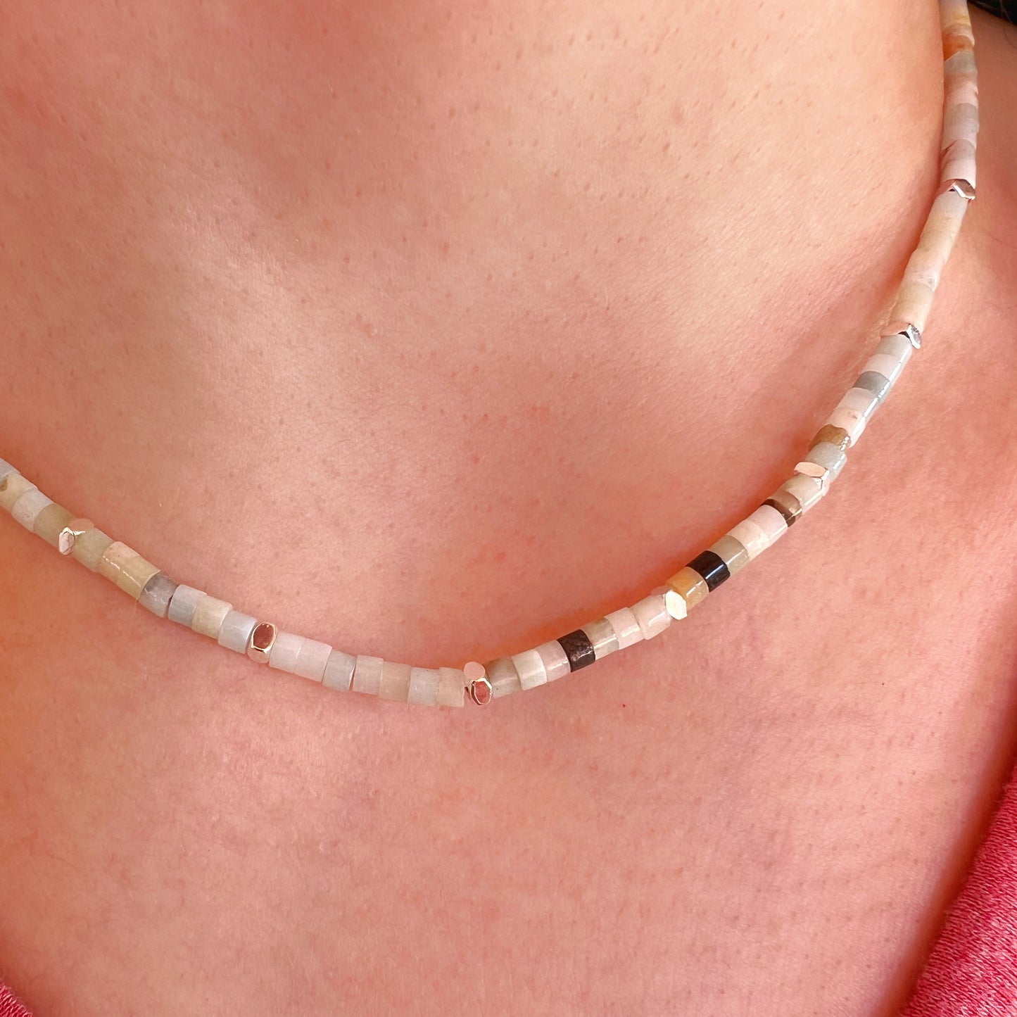 Collar "Calma mental y comunicación honesta" | Amazonita y Hematita | Plata 925