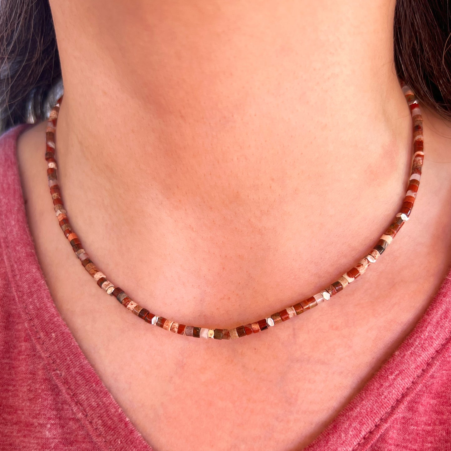 Collar "Energía y Propósito" | Jaspe Mosaico y Hematita | Plata 925
