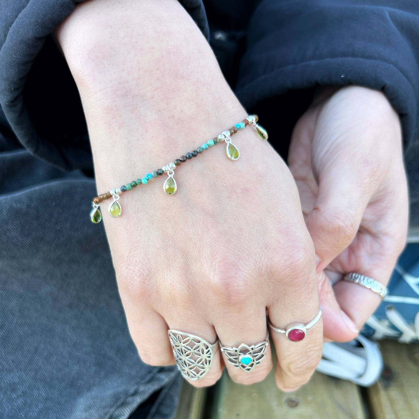 Pulsera "Evolución y Transformación" | Turquesa Africana y cristales | Plata 925