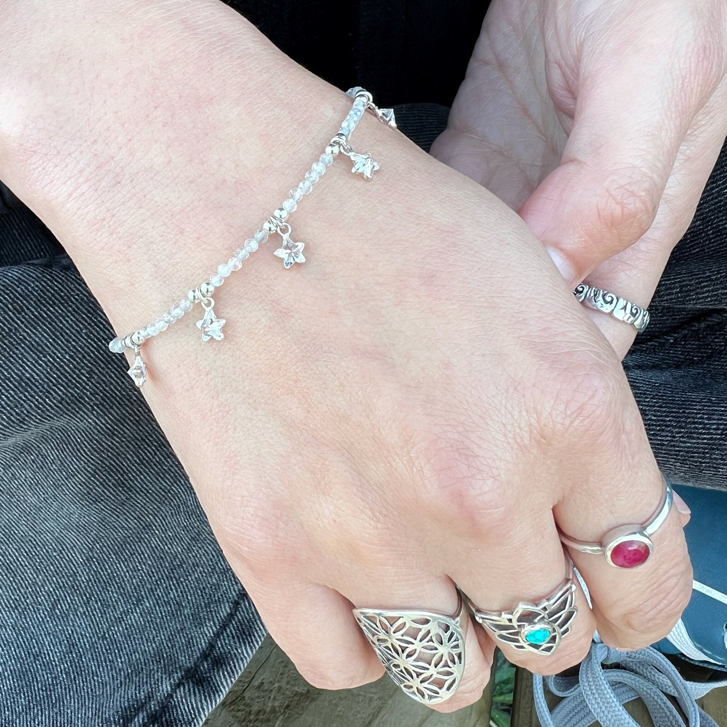 Pulsera "Protección espiritual" | Labradorita y cristales | Plata 925