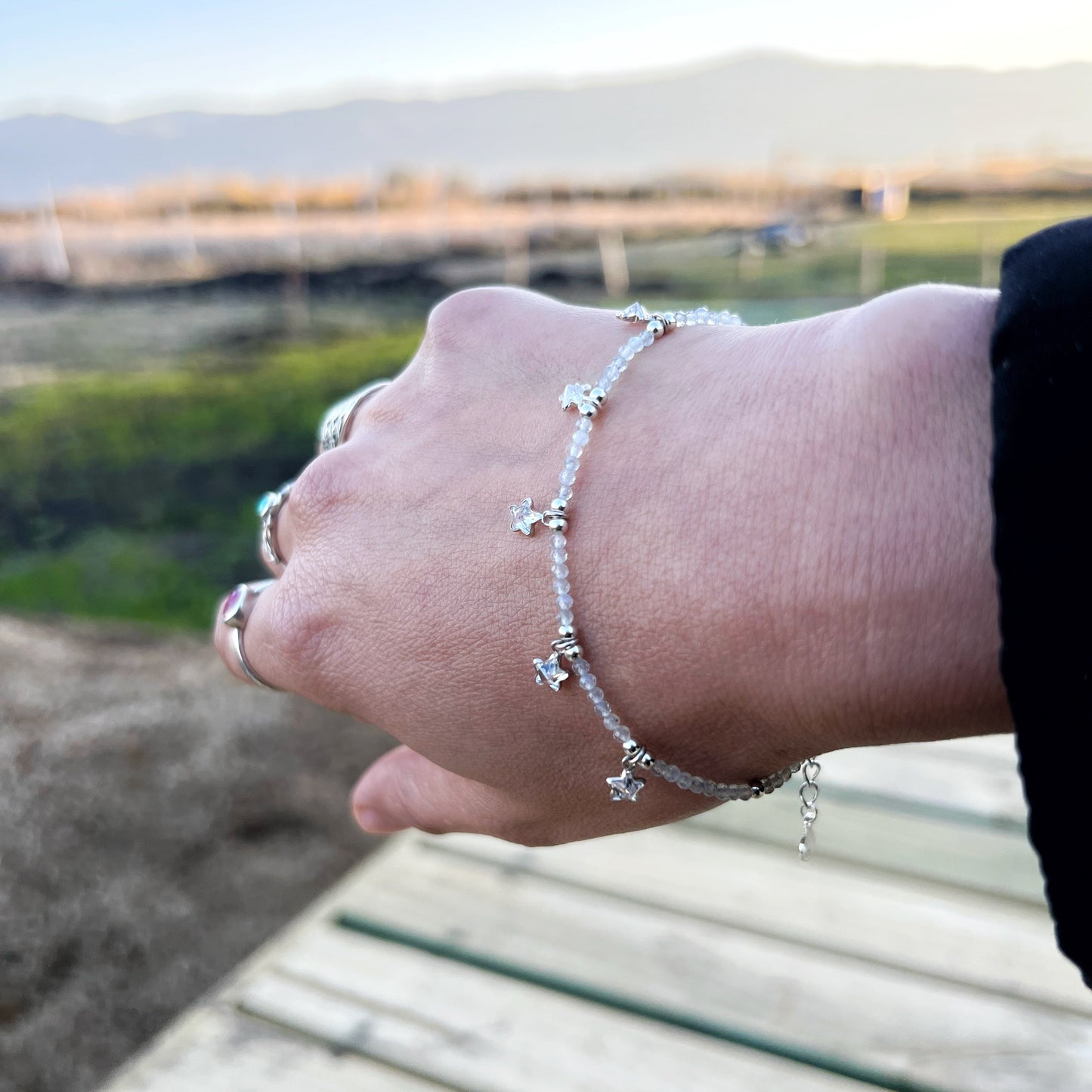Pulsera "Protección espiritual" | Labradorita y cristales | Plata 925