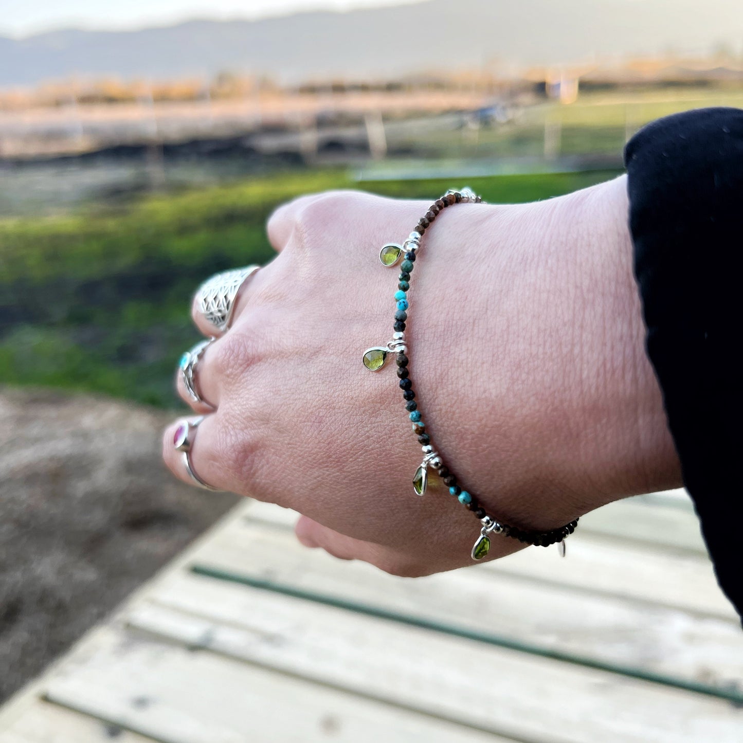 Pulsera "Evolución y Transformación" | Turquesa Africana y cristales | Plata 925