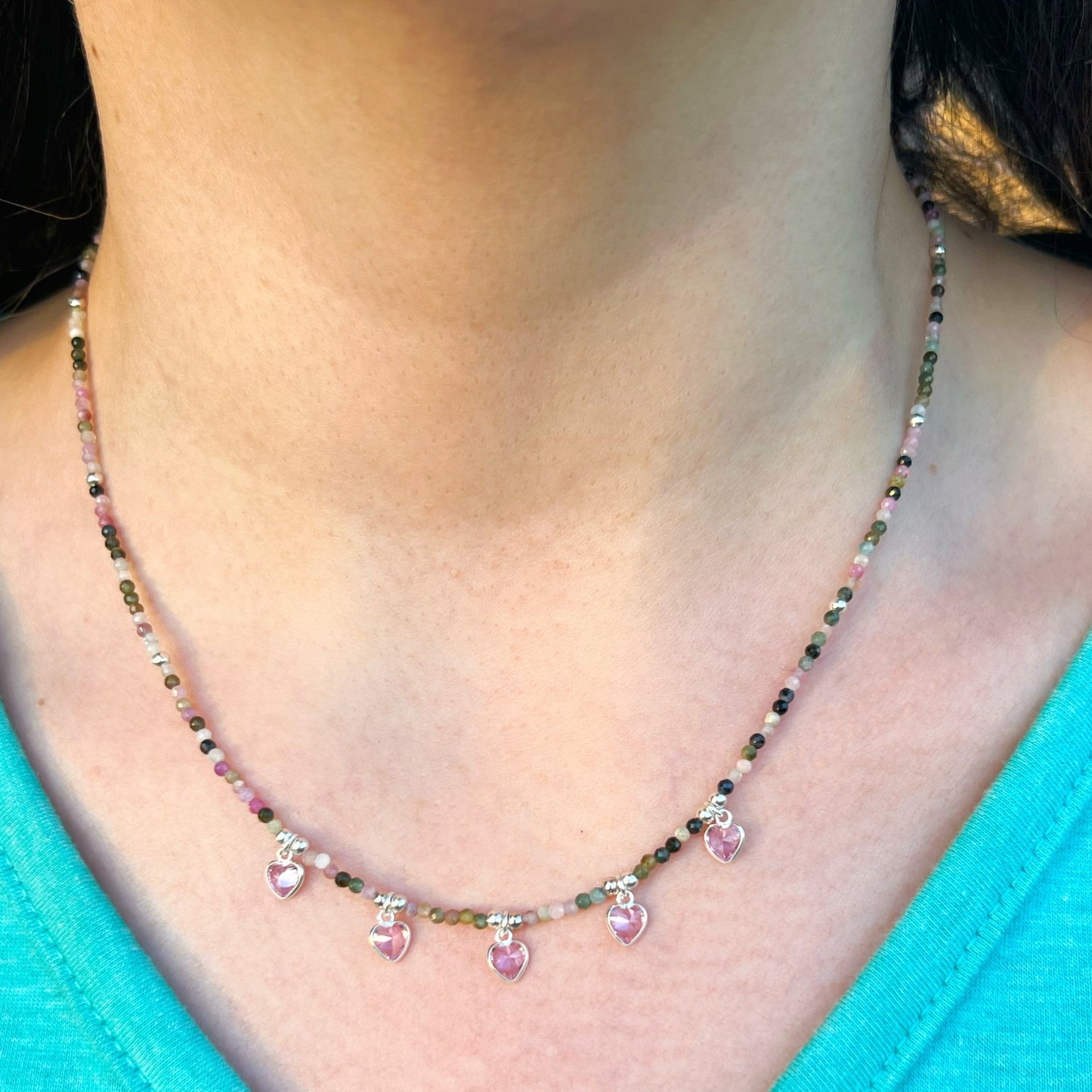 Collar "Creatividad y Armonía" | Turmalina Multicolor y cristales | Plata 925