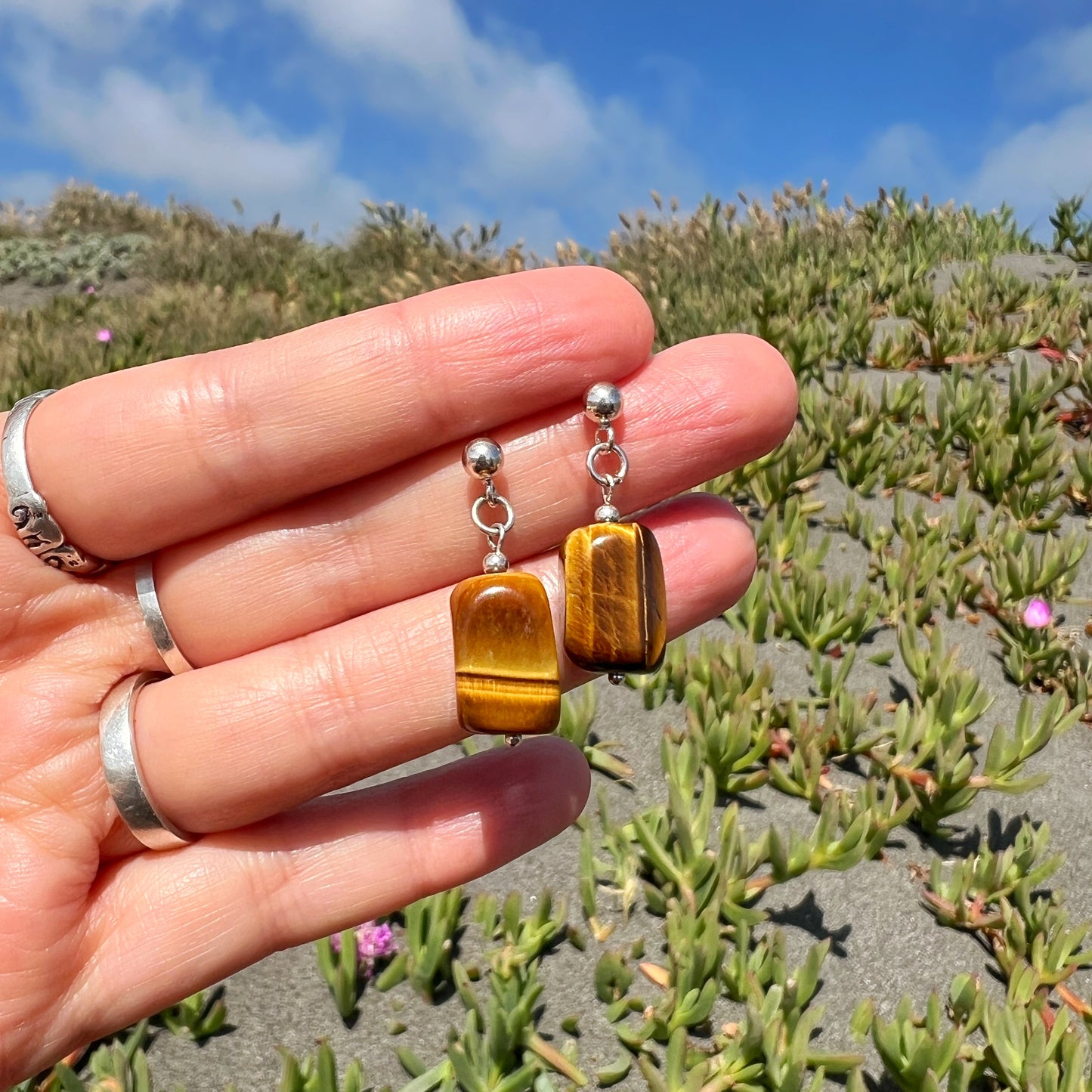 Aros "Protección y Fuerza Personal" | OJO DE TIGRE | Plata 925