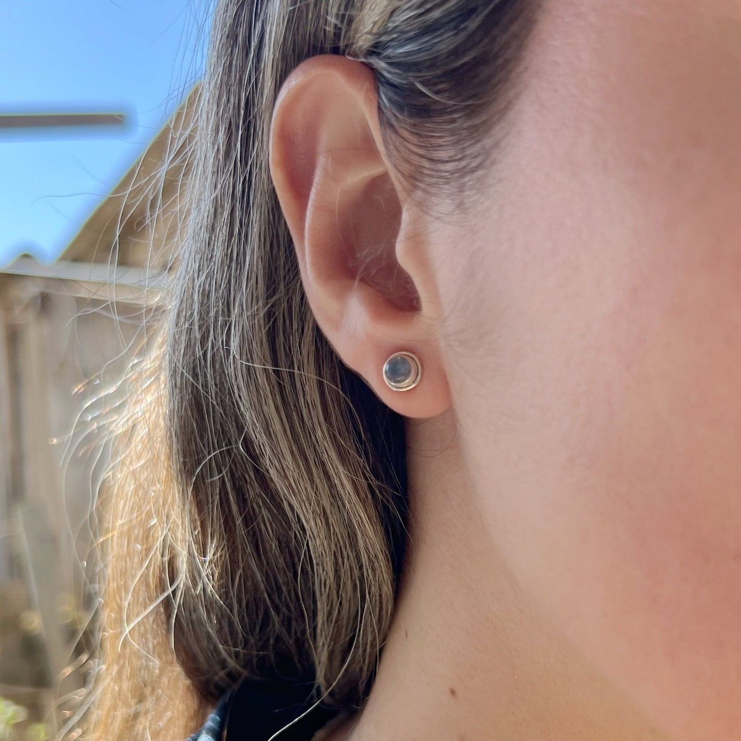 Aretes Circulares | Plata 925 | PIEDRA LUNA