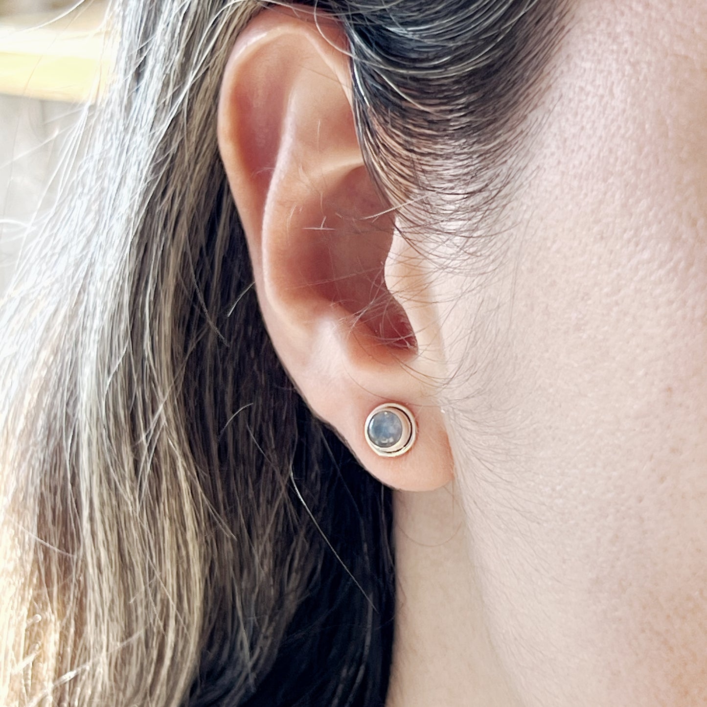 Aretes Circulares | Plata 925 | PIEDRA LUNA