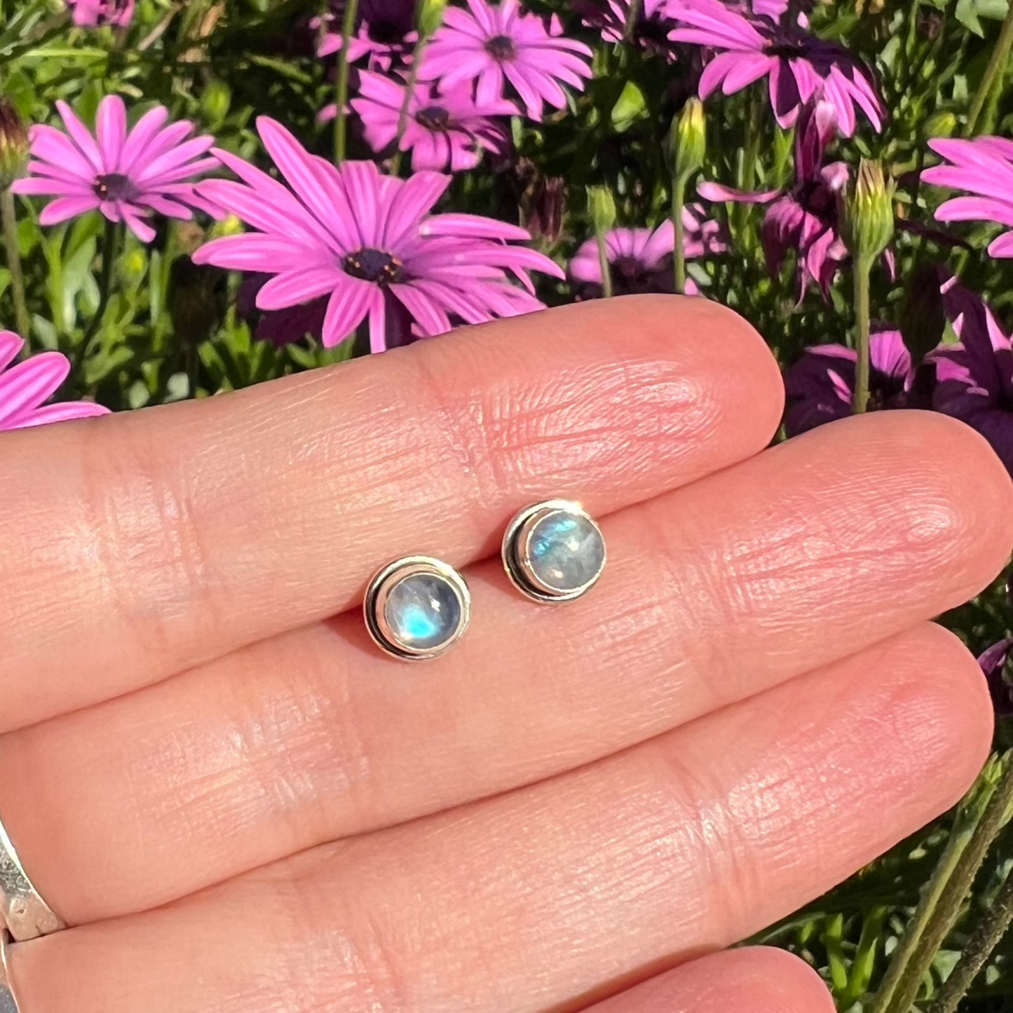 Aretes Circulares | Plata 925 | PIEDRA LUNA