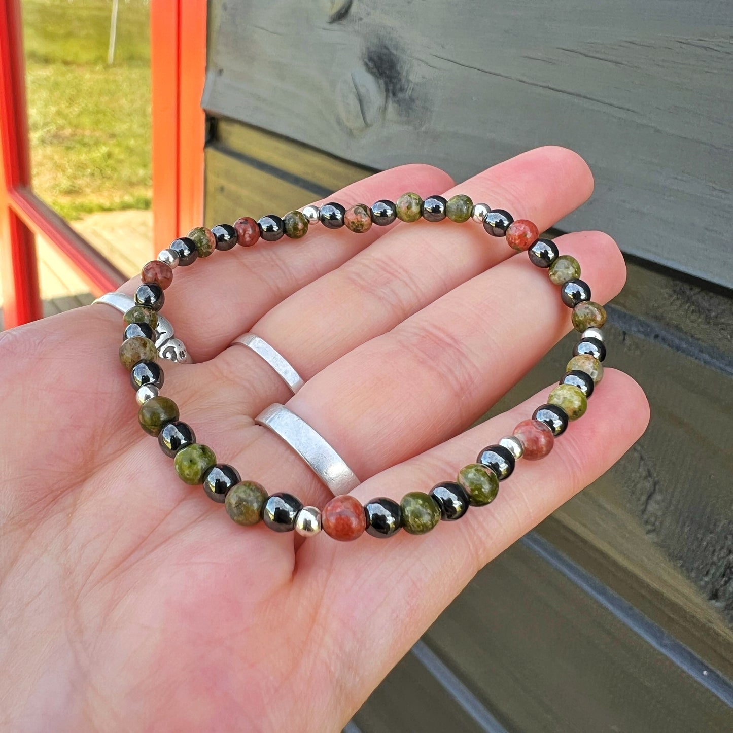 Pulsera "Sanación Emocional y Física" | Unakita y Hematita | Plata 925