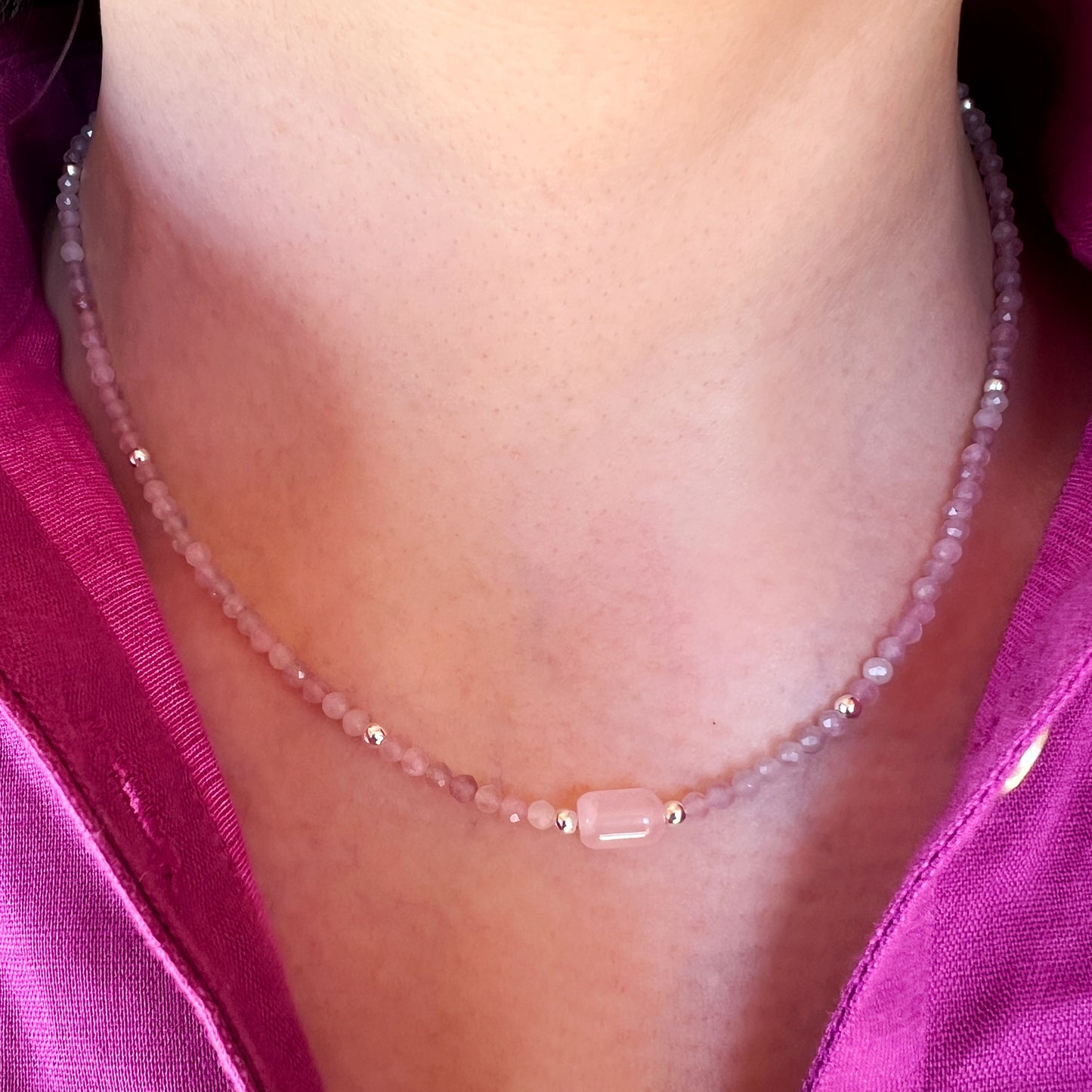 Collar Cuarzo rosa y plata 925 | “Amor propio”