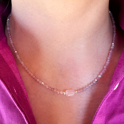 Collar Cuarzo rosa y plata 925 | “Amor propio”