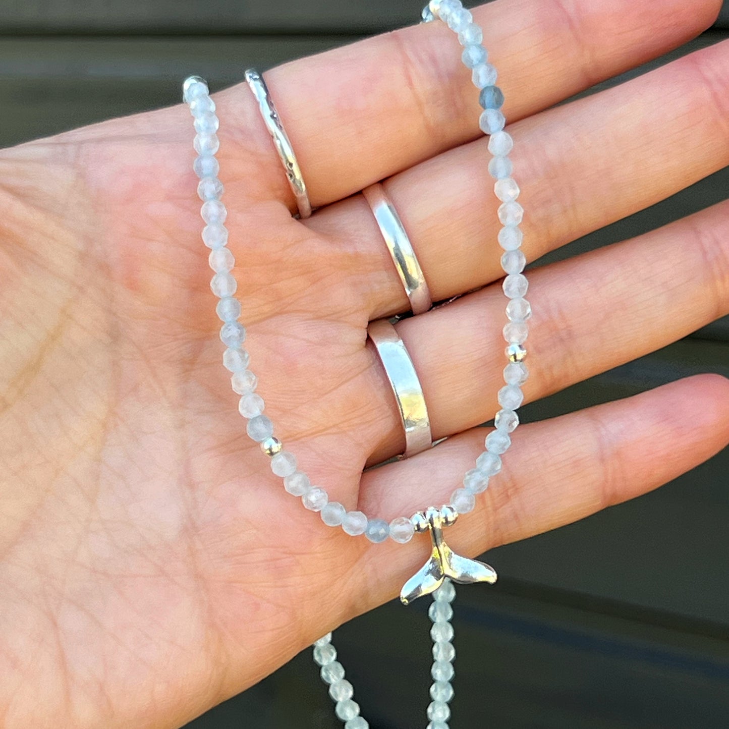 Collar Aguamarina y dije colita de ballena “ Tranquilidad y comunicación” | plata 925