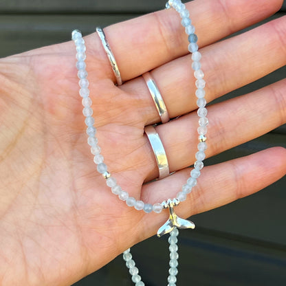 Collar Aguamarina y dije colita de ballena “ Tranquilidad y comunicación” | plata 925