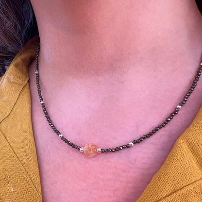 Collar citrino, pirita y plata 925 | "Abundancia Solar"