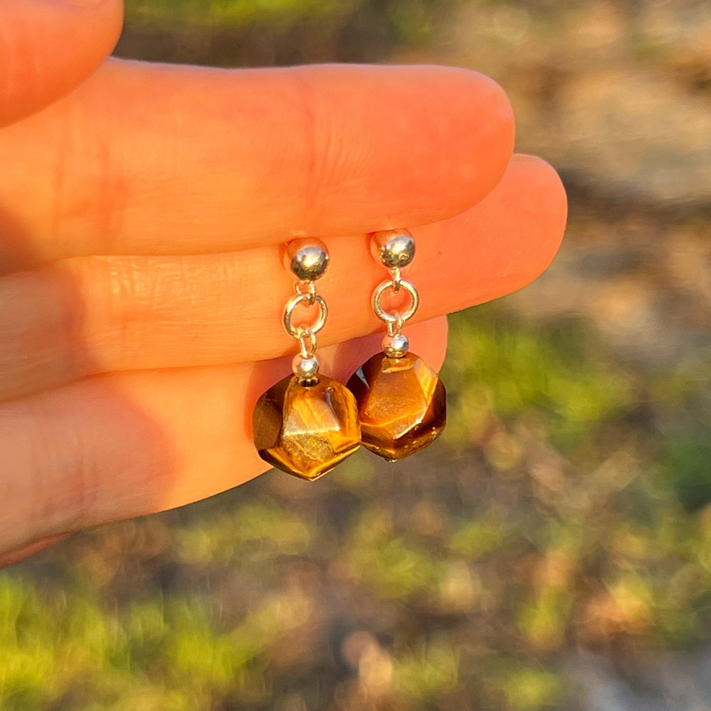 Aros Ojo de Tigre y plata 925 | "Fuerza personal y confianza"