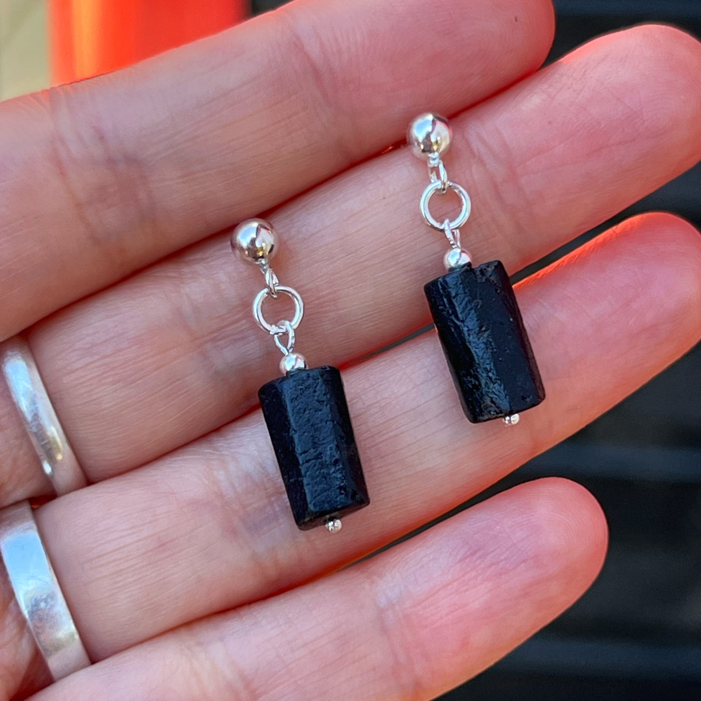 Aros Turmalina negra y plata 925 | "Protección y enraizamiento”