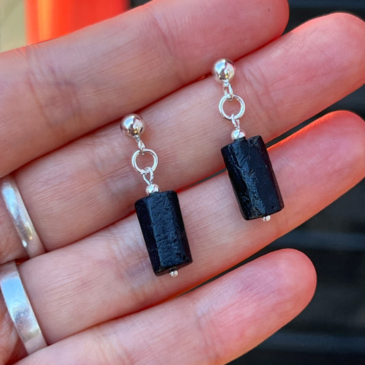 Aros Turmalina negra y plata 925 | "Protección y enraizamiento”