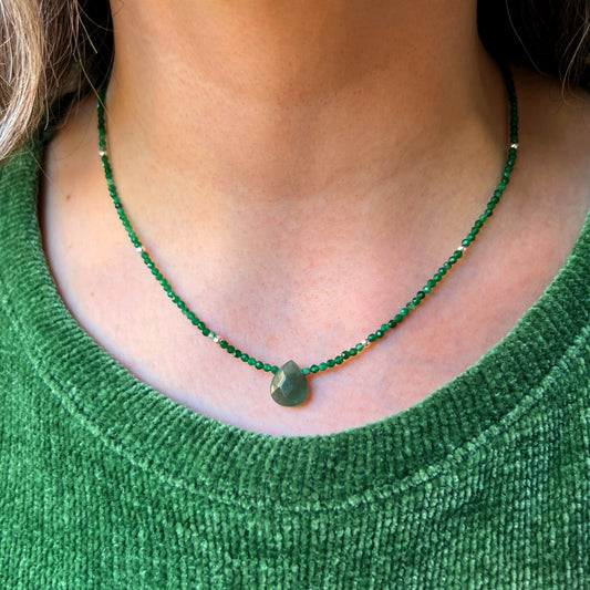 Collar Aventurina verde y plata 925 | "Buena suerte y oportunidades"