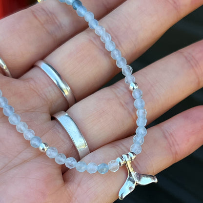 Collar Aguamarina y dije colita de ballena “ Tranquilidad y comunicación” | plata 925