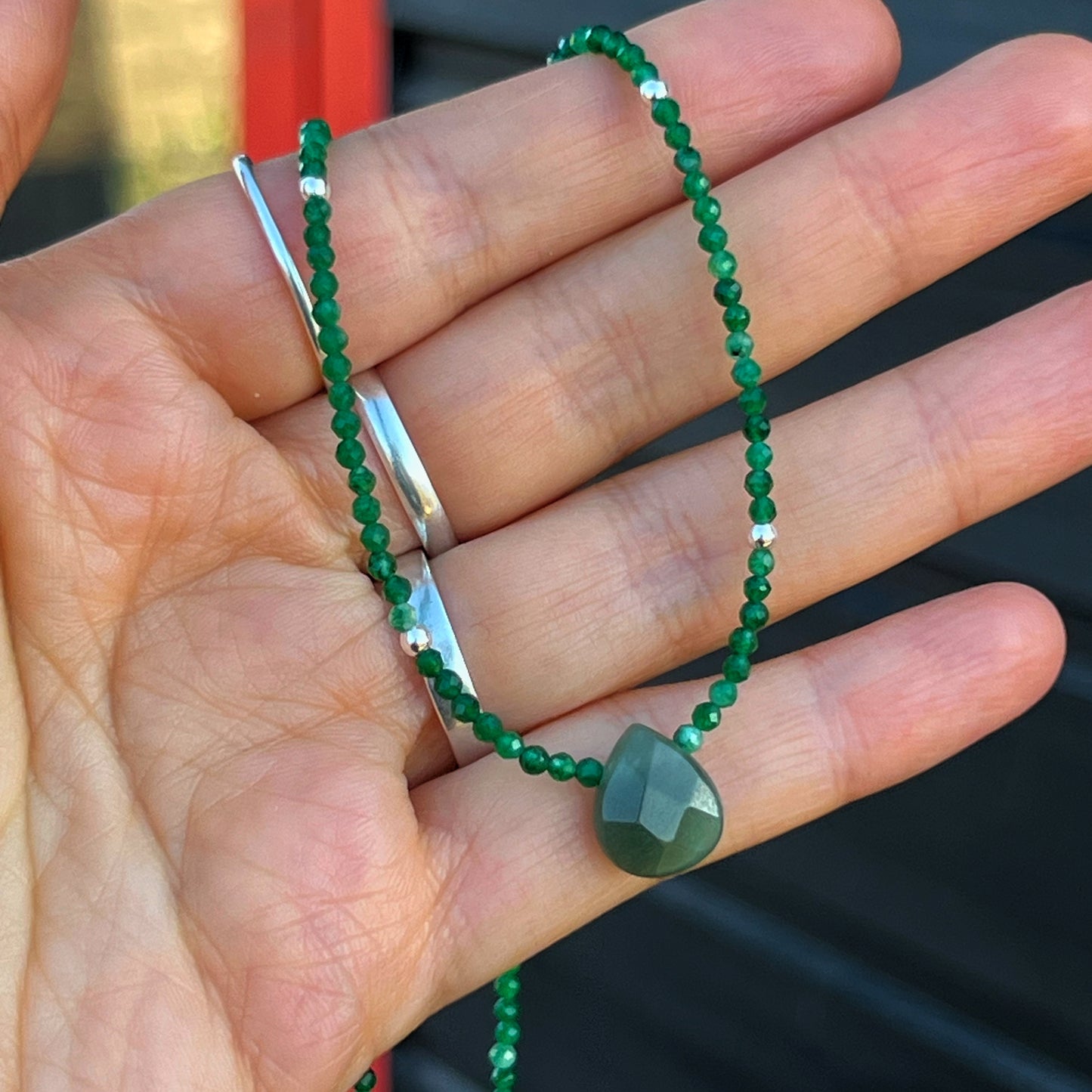 Collar Aventurina verde y plata 925 | "Prosperidad económica"