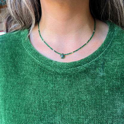 Collar Aventurina verde y plata 925 | "Prosperidad económica"