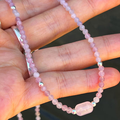 Collar Cuarzo rosa y plata 925 | “Amor propio”
