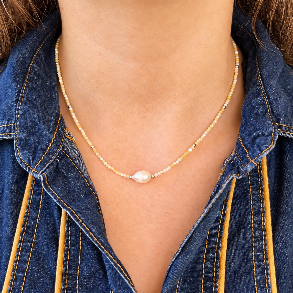 Collar Perla de río, nácar y plata 925 | “Belleza Interior"