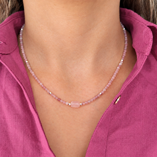 Collar Cuarzo rosa y plata 925 | “Amor propio”