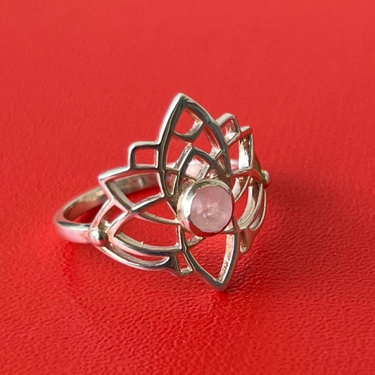 Anillo Plata & Cuarzo Rosa PADMA