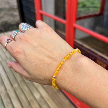 PULSERA ELASTICADA "Abundancia solar" | citrino| Plata 925