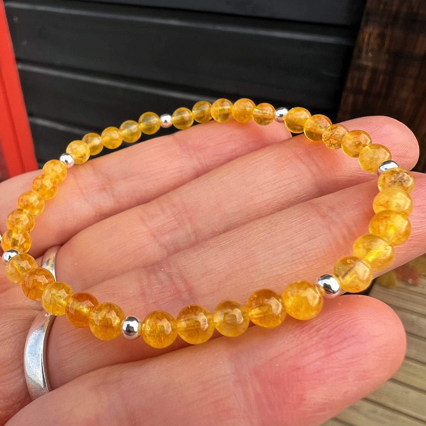 PULSERA ELASTICADA "Abundancia solar" | citrino| Plata 925