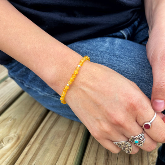 PULSERA ELASTICADA "Abundancia solar" | citrino| Plata 925