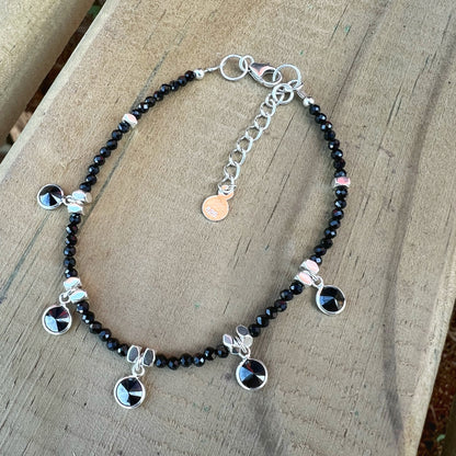 Pulsera "Protección" Ónix, Hematita y cristales | Plata 925