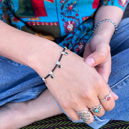 Pulsera "Protección" Ónix, Hematita y cristales | Plata 925