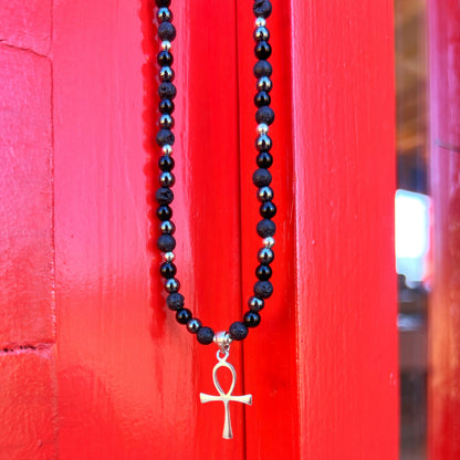 Collar "Protección Terrenal" | Ónix, hematita y lava |Plata 925