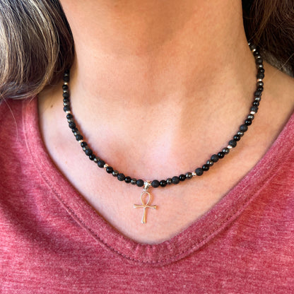 Collar "Protección Terrenal" | Ónix, hematita y lava |Plata 925