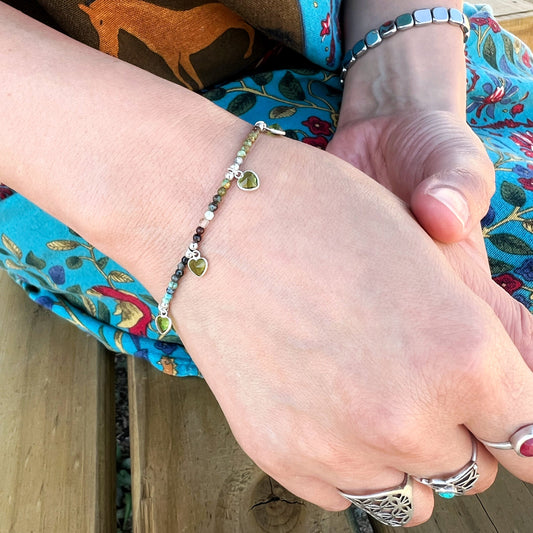Pulsera "Evolución y Transformación" | Turquesa Africana y cristales | Plata 925