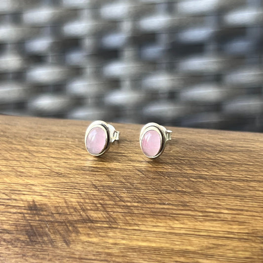 Aretes Ovalados | Plata 925 | CUARZO ROSA