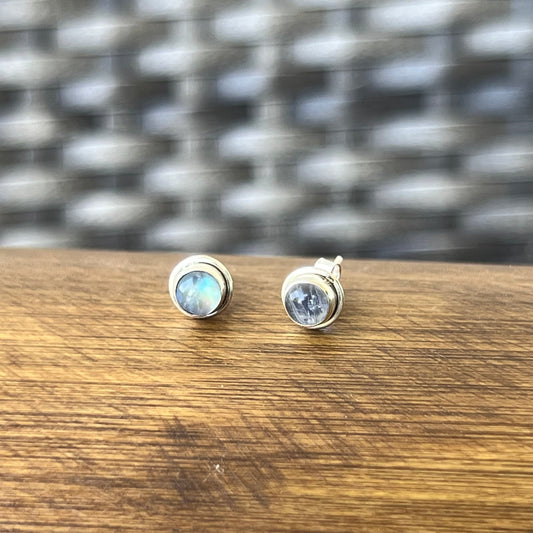 Aretes Circulares | Plata 925 | PIEDRA LUNA