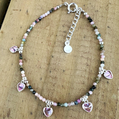 Pulsera "Creatividad, alegría y Armonía" | Turmalina multicolor | Plata 925