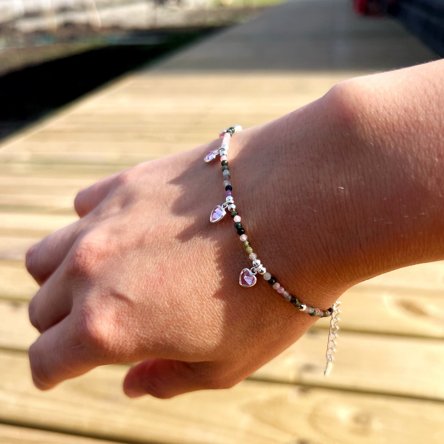 Pulsera "Creatividad, alegría y Armonía" | Turmalina multicolor | Plata 925
