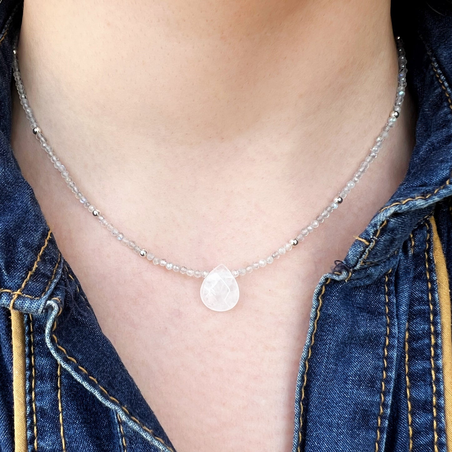 Collar "Protección Espiritual" | Labradorita y Cuarzo cristal | Plata 925